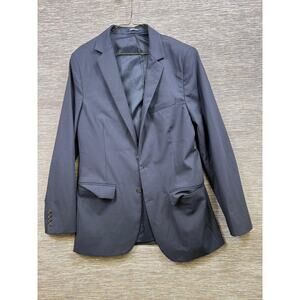 Lands' End Blazer Mens Sz 42 Long Blue Stretch Wool Blend Suit Jacket Two Button